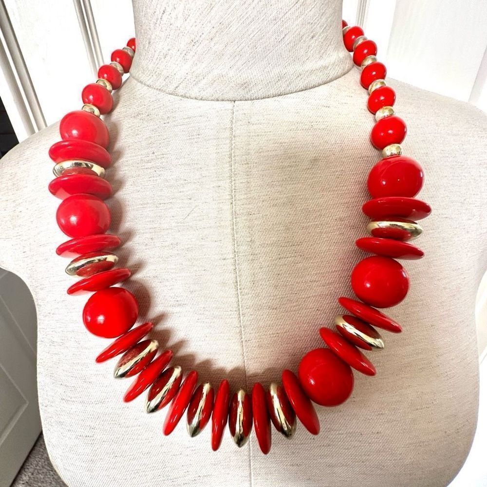 Red  large vintage statement necklace